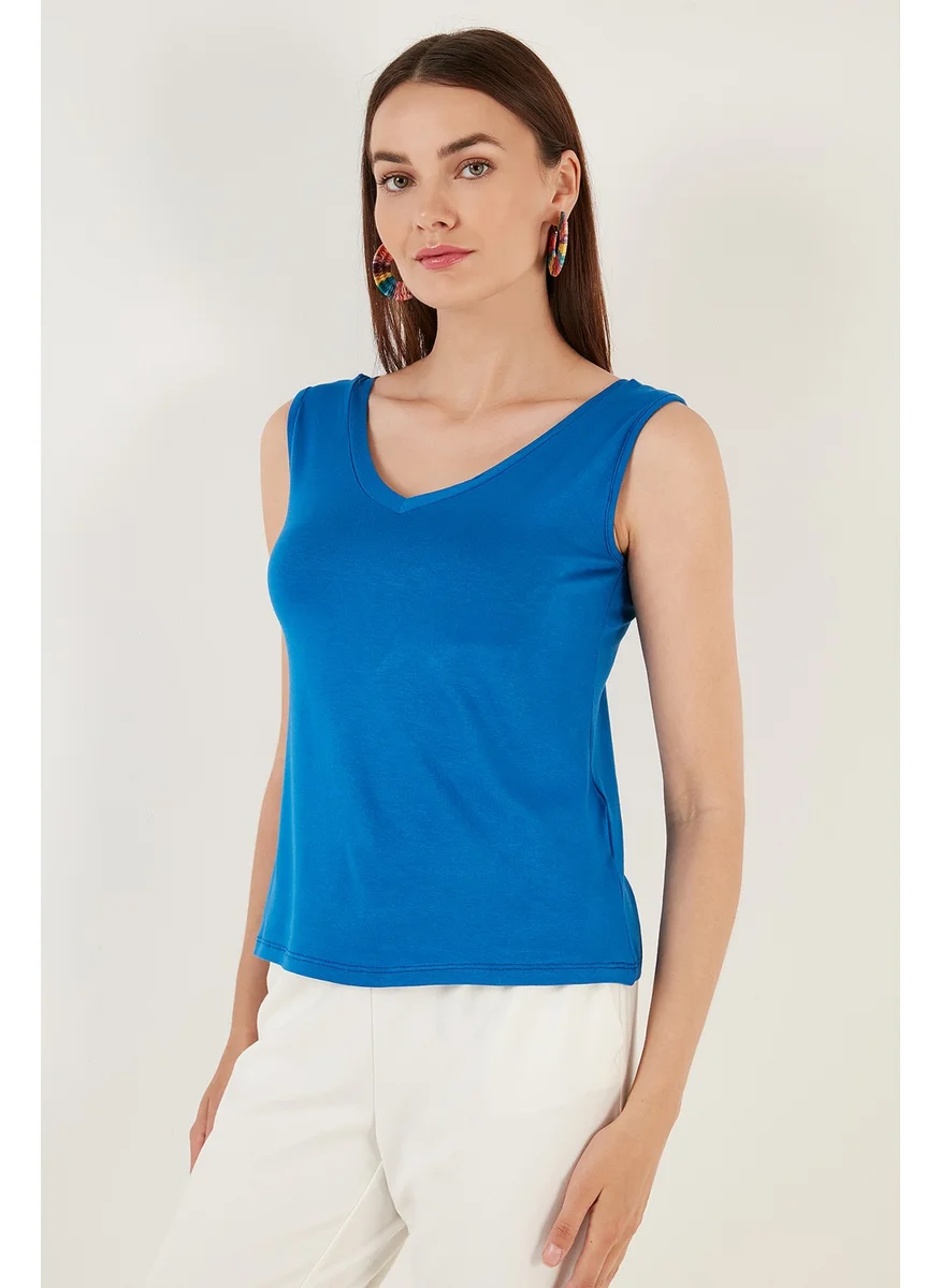 ليلا V-Neck Thick Strap Women's Blouse 5864384
