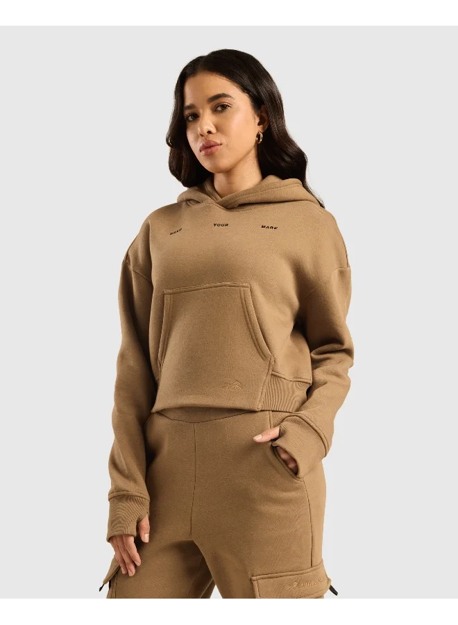 Women's Cloud Ease Oversized Drop Shoulder Cropped Fleece Hoodie with Thumbholes, Kangaroo Pocket, Long-Lasting Colour, Anti-Pill Shape Retention And Super Soft And Breathable Fabric, Along with Temperature Regulation Tech