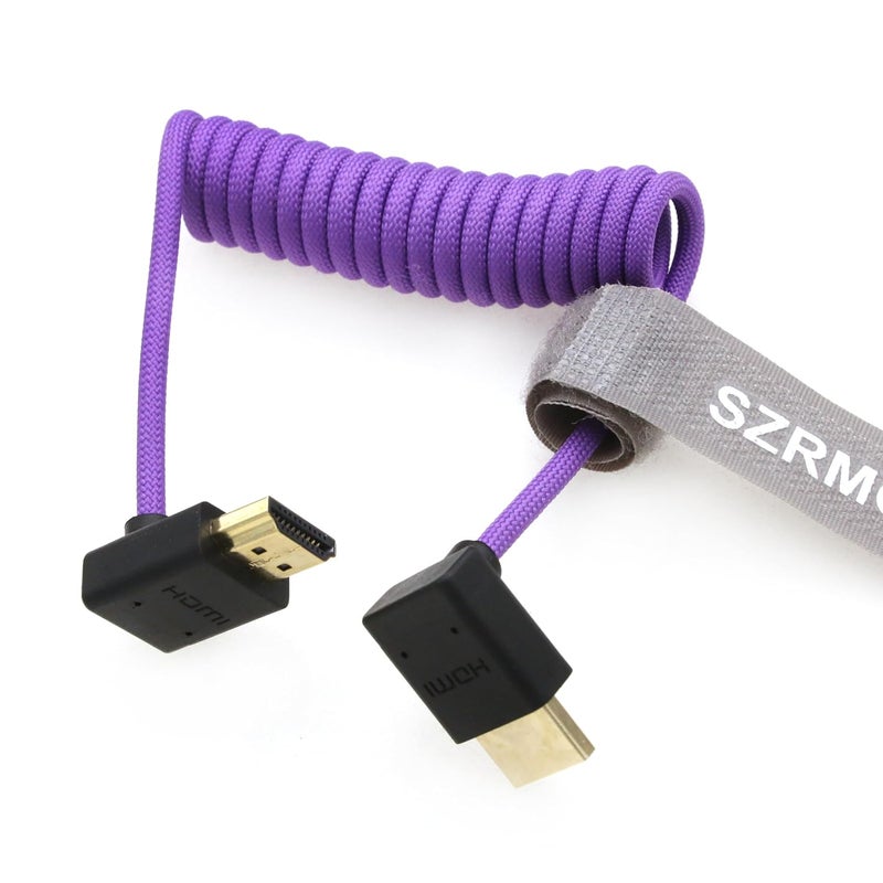 اس زد ار ام سي سي كابل 8K HDMI إلى HDMI بزاوية علوية وسفلية ��ائق السرعة ملفوف مضفر للكاميرا Z Cam E2 Sony FX6 FX9 Canon EOS C70 C300 Portkeys BM5 Atomos Ninjav V Shogun Monitor - Image 2