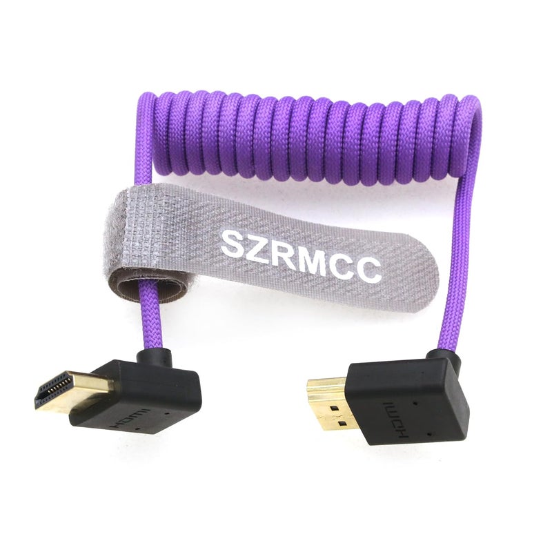 اس زد ار ام سي سي كابل 8K HDMI إلى HDMI بزاوية علوية وسفلية ��ائق السرعة ملفوف مضفر للكاميرا Z Cam E2 Sony FX6 FX9 Canon EOS C70 C300 Portkeys BM5 Atomos Ninjav V Shogun Monitor - Image 1