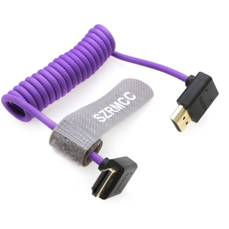 اس زد ار ام سي سي كابل 8K HDMI إلى HDMI بزاوية علوية وسفلية ��ائق السرعة ملفوف مضفر للكاميرا Z Cam E2 Sony FX6 FX9 Canon EOS C70 C300 Portkeys BM5 Atomos Ninjav V Shogun Monitor - Image 3