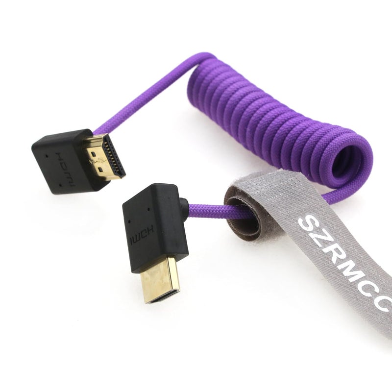 اس زد ار ام سي سي كابل 8K HDMI إلى HDMI بزاوية علوية وسفلية ��ائق السرعة ملفوف مضفر للكاميرا Z Cam E2 Sony FX6 FX9 Canon EOS C70 C300 Portkeys BM5 Atomos Ninjav V Shogun Monitor - Image 4