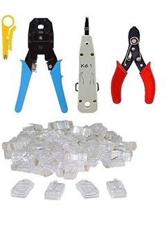 Generic Inditrust KD1 Punch Down Tool  RJ11 RJ45 Crimping Tool  Wire Stripper  Cutter  50PC RJ45 Connector  - Image 1
