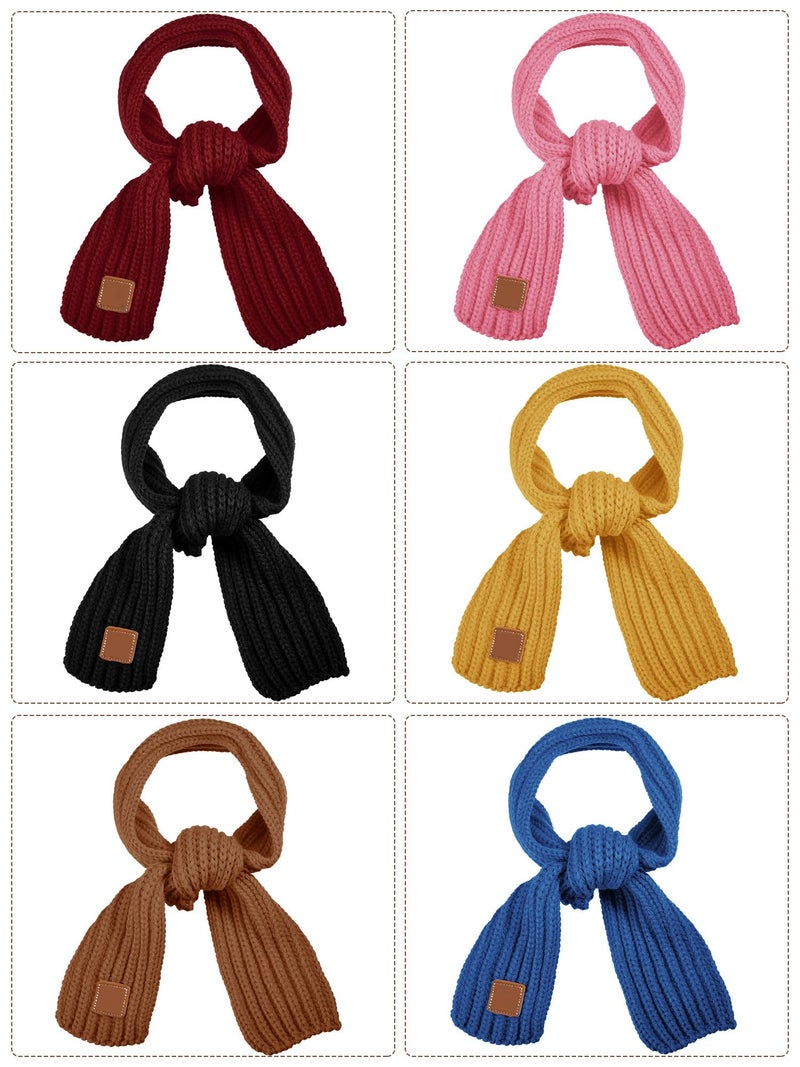 SATINIOR 6 Pcs Warm Kids Winter Knit Scarves Child Warm Scarf Neck Warmer for Toddlers Boys Girls(Warm Color) - Image 2