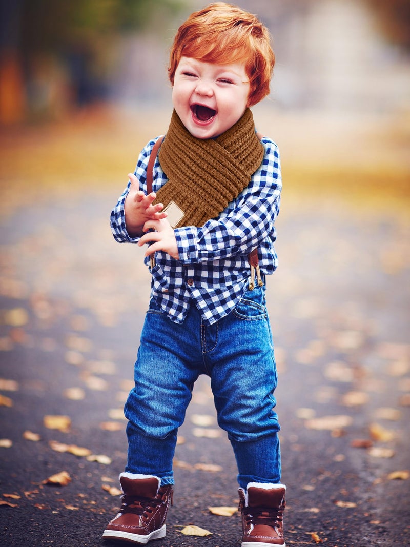 SATINIOR 6 Pcs Warm Kids Winter Knit Scarves Child Warm Scarf Neck Warmer for Toddlers Boys Girls(Warm Color) - Image 5