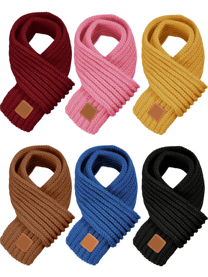 SATINIOR 6 Pcs Warm Kids Winter Knit Scarves Child Warm Scarf Neck Warmer for Toddlers Boys Girls(Warm Color) - Image 1