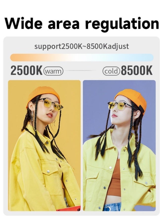 لوحة إضاءة فيديو RGB، إضاءة مساعدة محمولة احترافية ببطارية سعة 8000 مللي أمبير في الساعة، ذات قدرة عالية، ومزودة بتصميم تبريد نشط، و48 وضعًا سينمائيًا LED، وتحكم عبر بلوتوث دون الحاجة إلى تطبيق، ودرجة حرارة لونية ثنائية قابلة للتعديل من 2500 كلفن إلى 8500 كلفن، ودقة لونية CRI أكثر من 95، لإضاءة استوديو، وثلاثة مثبتات باردة، مع مسامير 1/4 بوصة، مناسبة للهاتف الذكي، والكاميرا، وبث مباشر على تيك توك، وتسجيل فيديو على يوتيوب، وتصوير ماكياج - Image 5