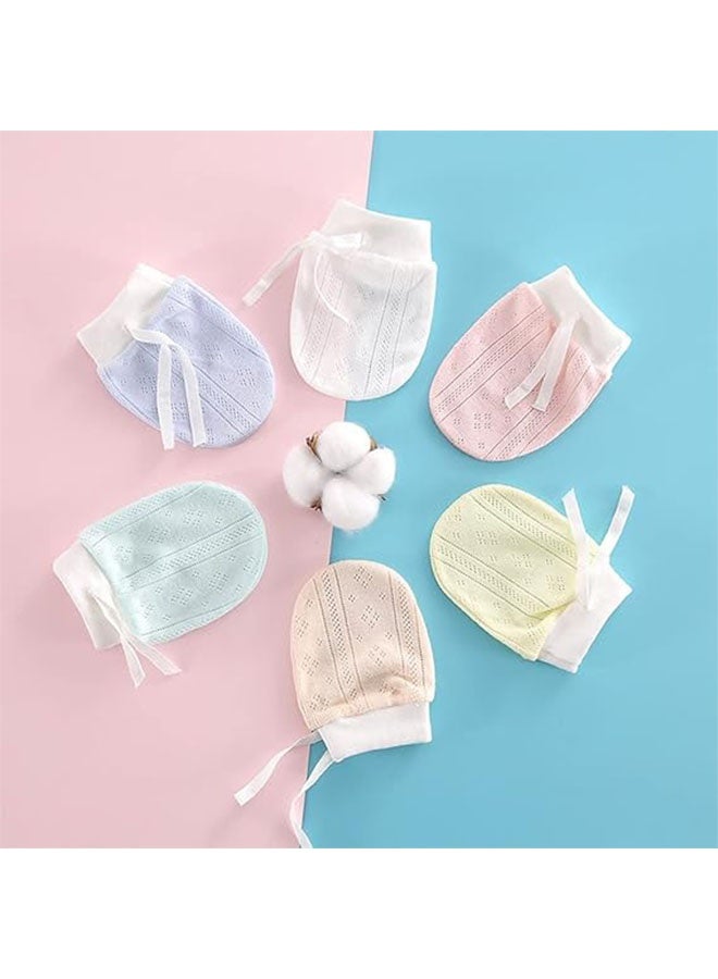 Realfrog 6 Pairs Anti-Scratch Baby Mittens Cute Newborn Baby Mittens No Scratch Mitten Gloves for Baby Little Boys Girls 0-6 Months Multicoloured  - Image 3