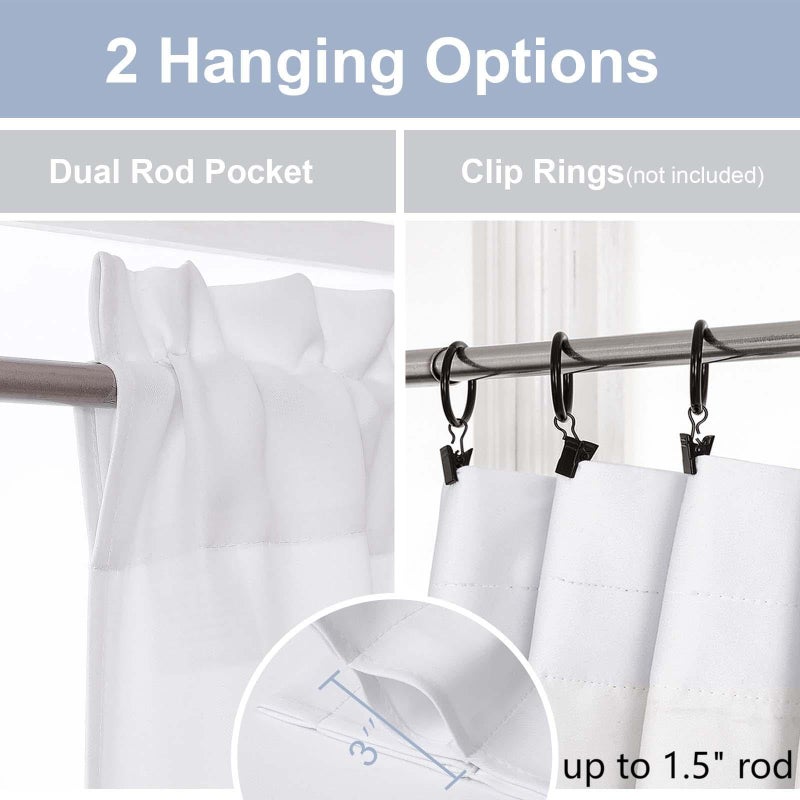 Chyhomenyc Light Filtering Short Curtains 36 Inch Length, Small Kitchen Curtain Tiers Over Sink, Half Window Cafe Curtain Tier for Bathroom Basement Cabinet Camper, 2 PCS, Each 30" Wx36 L, Pure White - Image 5
