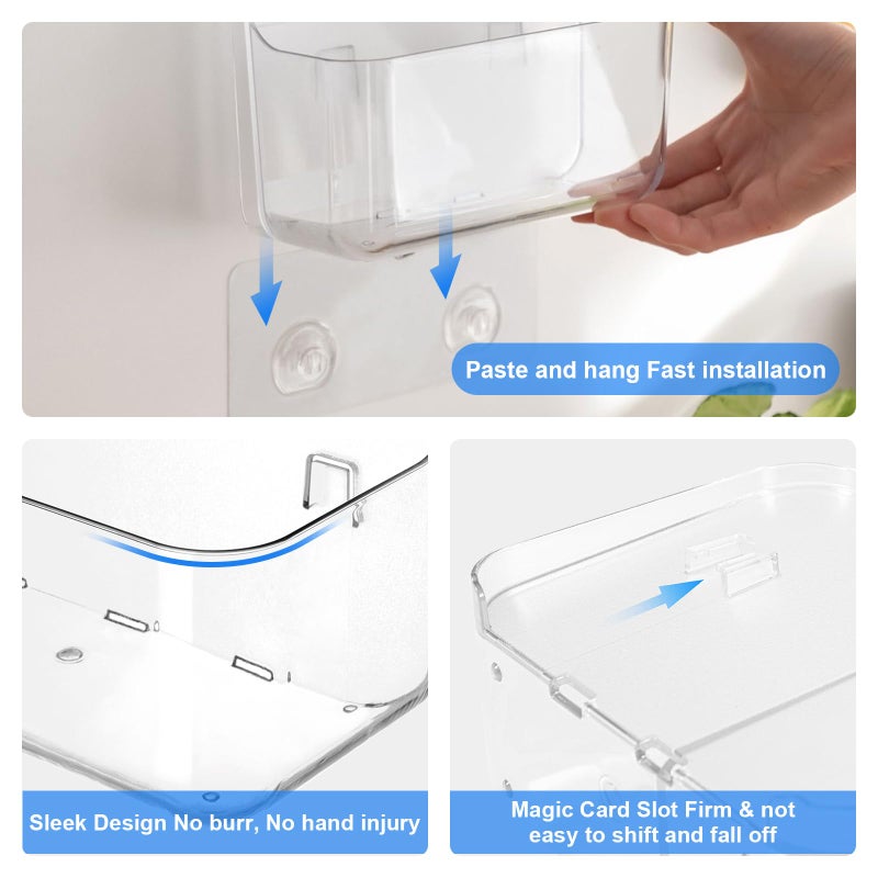 Diesisa 3pc Acrylic Wall Mount Organizer  Adhesive Clear Shower Caddies Acrylic Soap Basket for wall No Drilling Hang Walls with Self Adhesive Tape  for Bathroom  Kitchen  Living Room - Image 4