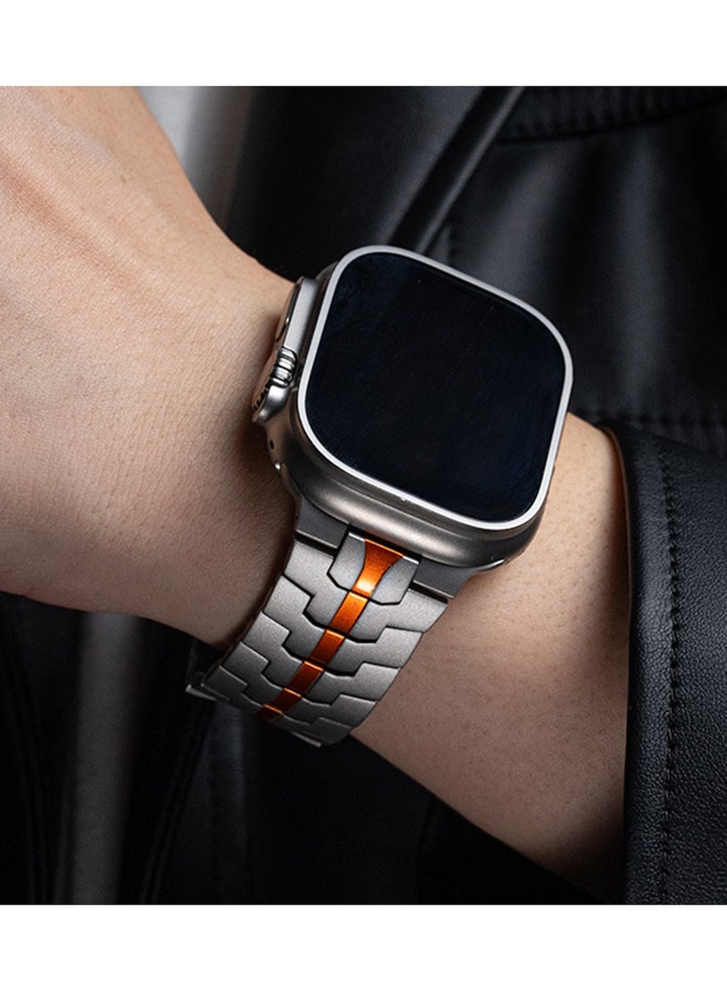 Stainless Steel Band for Apple Watch Ultra Band 49mm 45mm 44mm 42mm, Metal Strap with Folding Clasp for Apple Watch Series 8 7 6 5 4 3 2 1 for Men  - Image 2