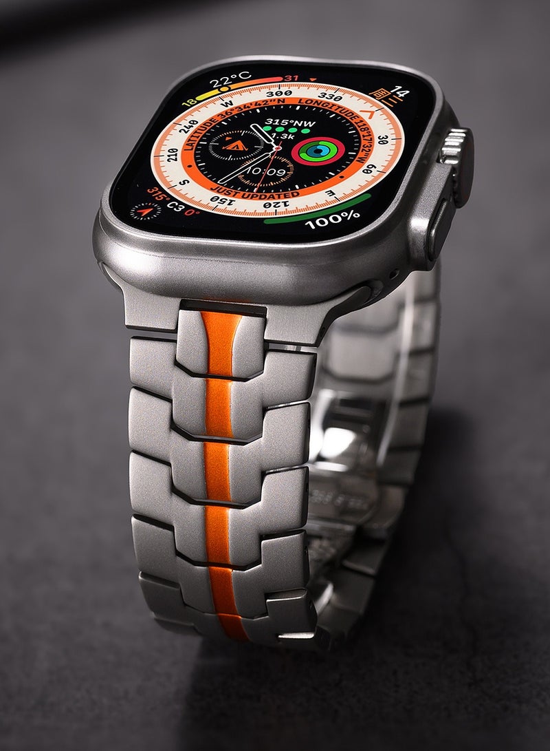 Stainless Steel Band for Apple Watch Ultra Band 49mm 45mm 44mm 42mm, Metal Strap with Folding Clasp for Apple Watch Series 8 7 6 5 4 3 2 1 for Men  - Image 1