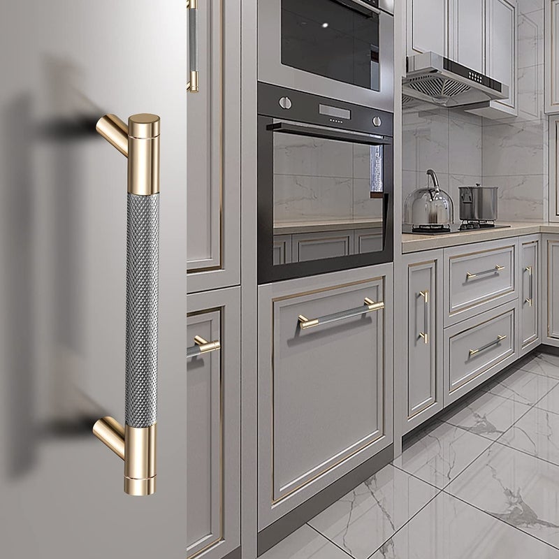 Ntresbonne 12 Pack 3 Inch 76 mm Barrel Cabinet Pulls Gold and Grey Cupboard Aluminum Handles Drawer Pull Cabinet Handles - Image 5