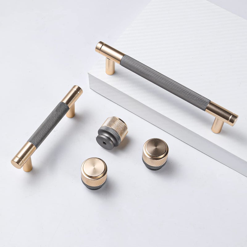 Ntresbonne 12 Pack 3 Inch 76 mm Barrel Cabinet Pulls Gold and Grey Cupboard Aluminum Handles Drawer Pull Cabinet Handles - Image 2