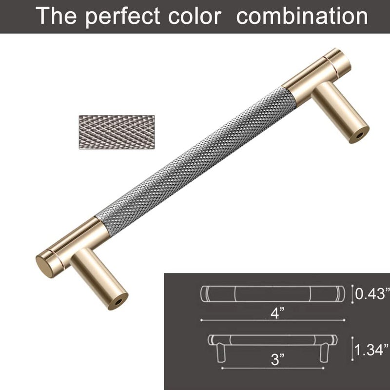 Ntresbonne 12 Pack 3 Inch 76 mm Barrel Cabinet Pulls Gold and Grey Cupboard Aluminum Handles Drawer Pull Cabinet Handles - Image 4