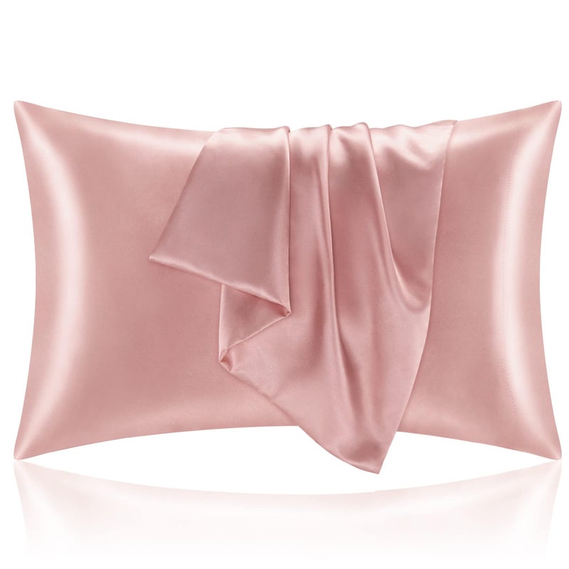BEDELITE Satin Pillowcase with Zipper  Rose Pink King Size Pillow Cases Set of 2  Super Soft and Cooling Similar to Silk Pillow Cases  Gift for Women Men(20x40 Inches) - Image 1