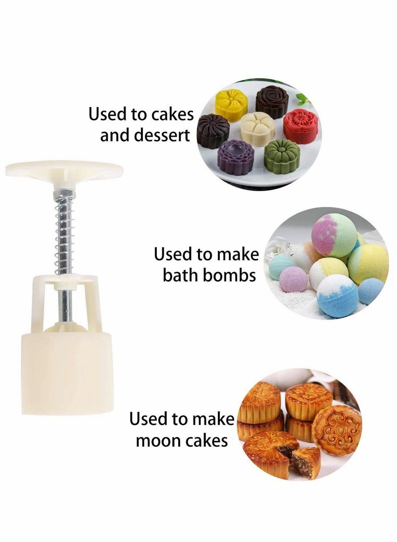 Y&D Flower Moon Cake Mold Hand Pressure Mould, Mid Autumn Festival DIY Press Cookie Cutter Dessert Pastry Decoration Tool cake Maker 6pcs (1.8 x 6.2 inch)  - Image 3