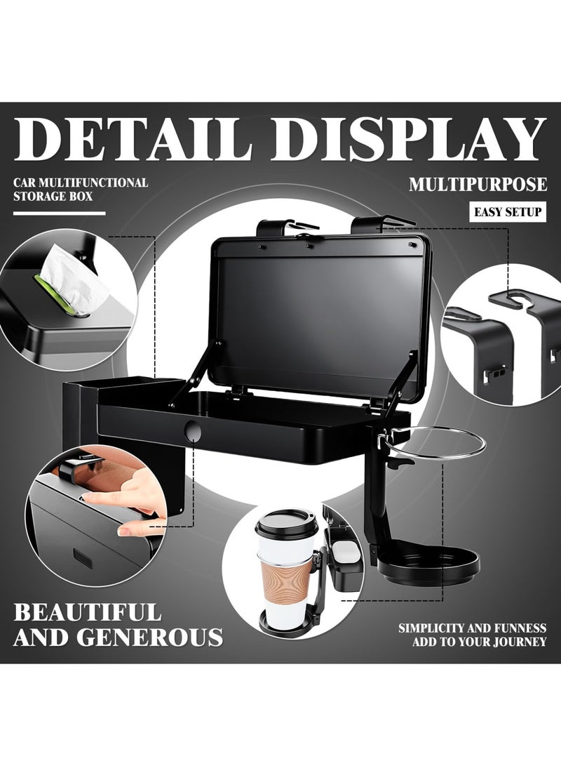 SYOSI Car Seat Tray for Backseat – Adjustable Multifunctional Car Organizer Food Tray with Cup Holder & Tissue Box – Portable Travel Tray for Eating, Drinking & Entertainment (Black) - Image 5