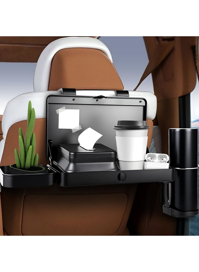 SYOSI Car Seat Tray for Backseat – Adjustable Multifunctional Car Organizer Food Tray with Cup Holder & Tissue Box – Portable Travel Tray for Eating, Drinking & Entertainment (Black) - Image 1