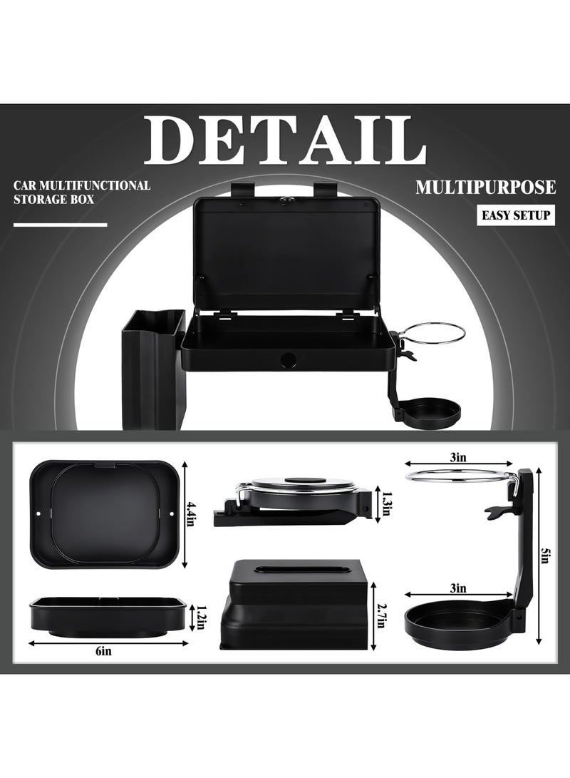 SYOSI Car Seat Tray for Backseat – Adjustable Multifunctional Car Organizer Food Tray with Cup Holder & Tissue Box – Portable Travel Tray for Eating, Drinking & Entertainment (Black) - Image 3