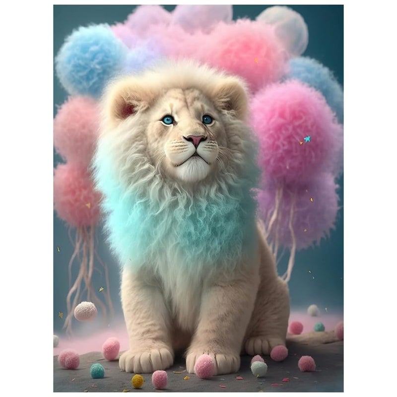 طقم رسم الماس 5D من تومويكي - صور رسم الماس DIY - لوحات كريستالية من الماس - تطريز متقاطع - رسم بالأرقام للأطفال والبالغين - ديكور جدران المنزل - أسد