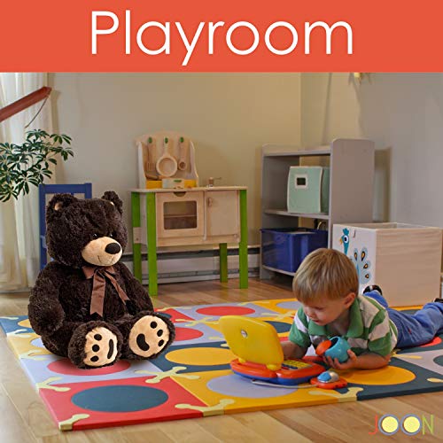 Joon Big Teddy Bear - Fluffy Fur, Ribbon & Bow Signature Footprints- Huggable & Lovable Joy, Ideal Gift for Baby Showers, Loved Ones, Perfect Big Cuddly Plush Toy Companion, 28 Inches, Dark Brown - Image 5