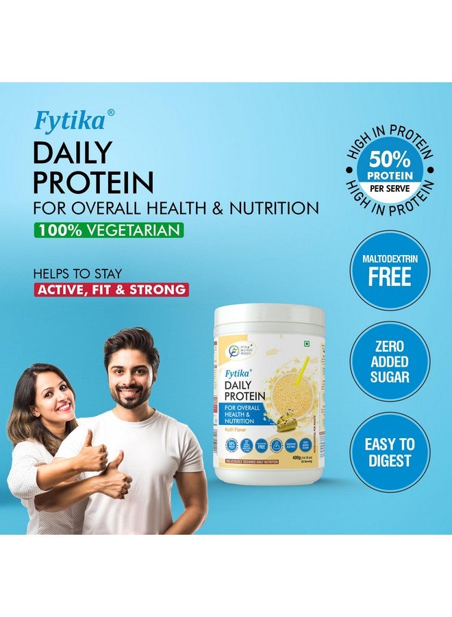 FYTIKA فيتيكا بروتين يومي - 400 جرام (كلفي، عبوة من 1) | مسحوق بروتين للبالغين مع 37 فيتامينات ومعادن أساسية، | 50% بروتين لكل حصة | مشروب بروتين عالي للنساء والرجال - Image 4