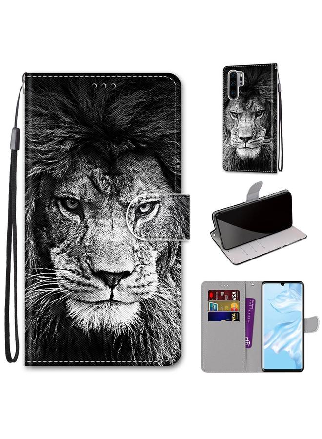 اس-توب جراب لهاتف Huawei P30 Pro، جراب جلدي من البولي يوريثان قابل للطي أفقيًا بتصميم متقاطع ملون مع حامل وفتحات للبطاقات ومحفظة وحبل تعليق - Image 1