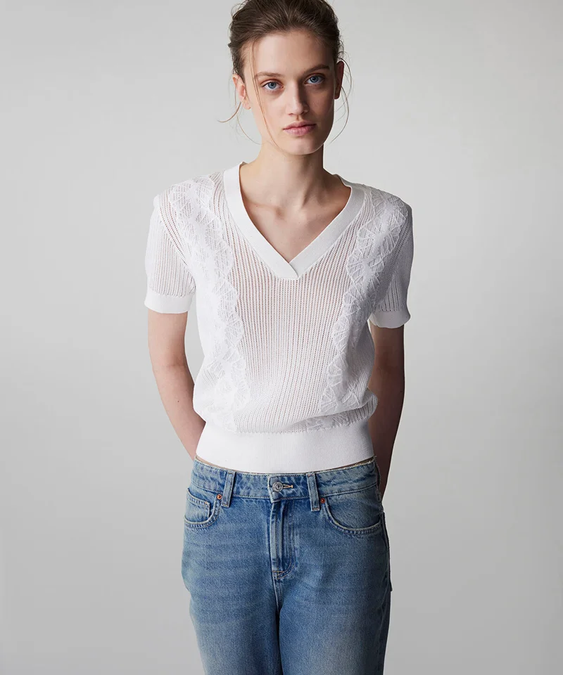 Ipekyol Emboridered Knit Top