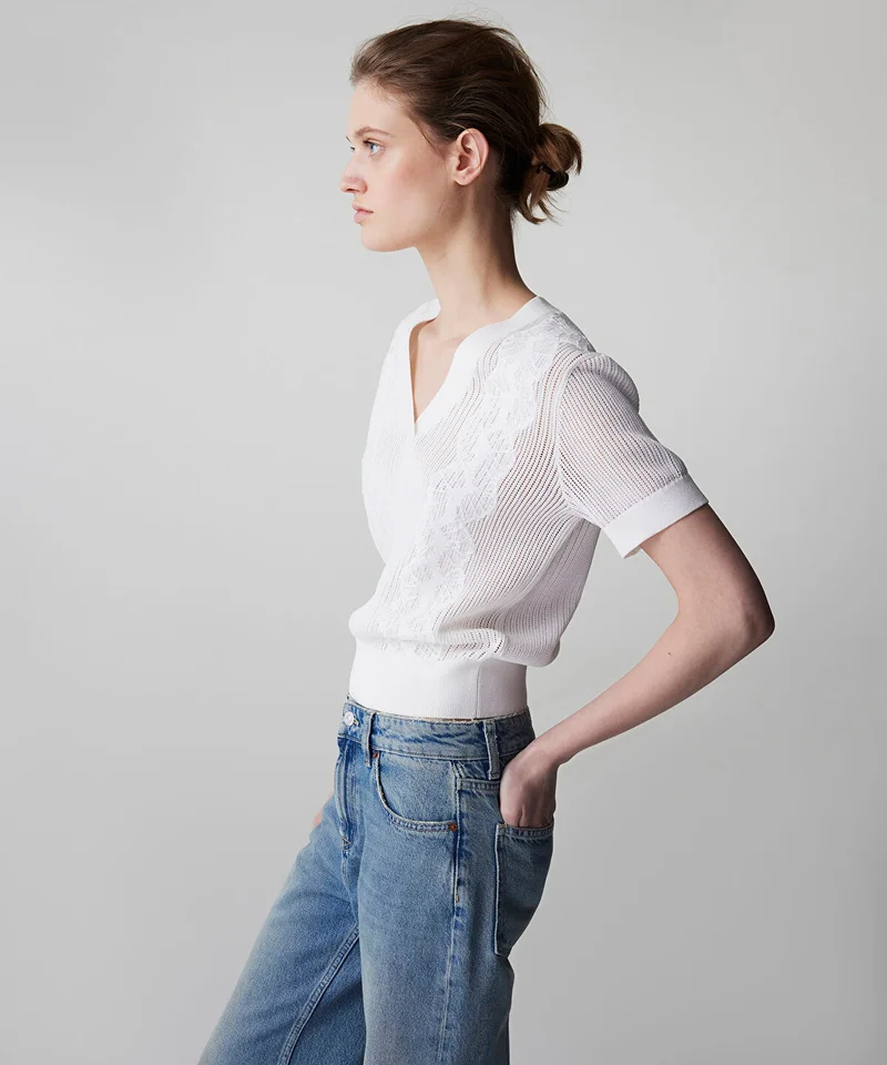 Ipekyol Emboridered Knit Top