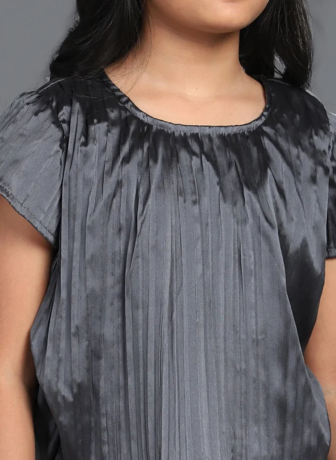 أيه كيه إس Black Pleated Co-Ord Set for Girls