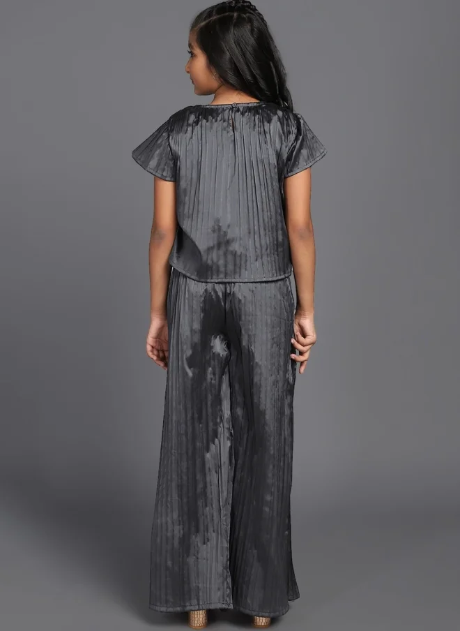 AKS Black Pleated Co-Ord Set for Girls