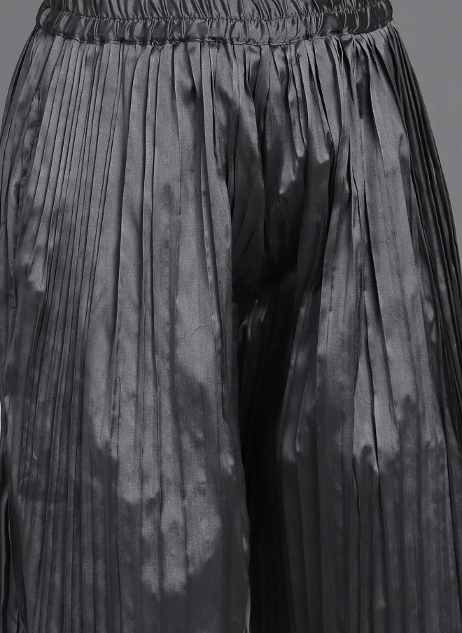 AKS Black Pleated Co-Ord Set for Girls