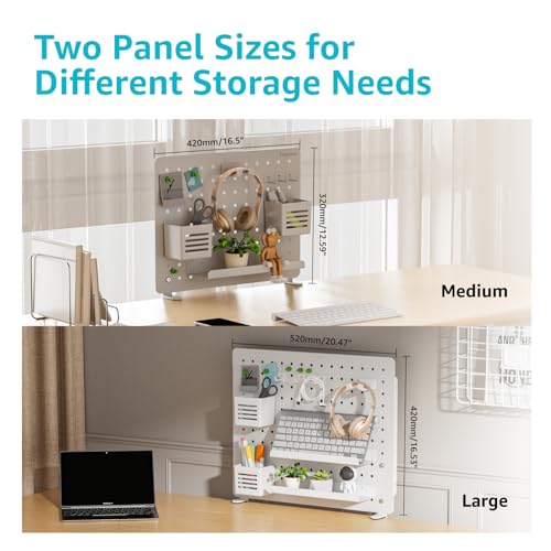 PEGZONE لوحة دبابيس مكتبية PEGZONE، منظم مكتب للألعاب المنزلية، لوحة دبابيس معدنية مغناطيسية مع 15 ملحق، لوحة خصوصية للمكتب، 20.4" × 16.5"، كبيرة، بيضاء - Image 3