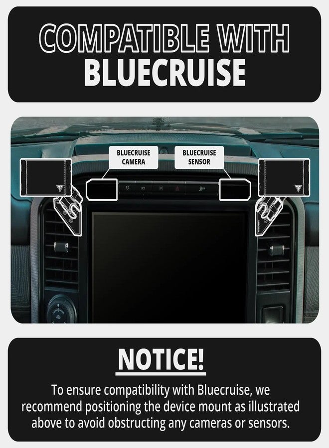 Tackform Link Vent Mount Magnetic Phone Holder - Compatible with MagSafe, BlueCruise, 2021-2025 Ford F150 & Raptor, 2023-2025 Ford Super Duty | Aluminum | 3.5" Arm | Black - Image 2