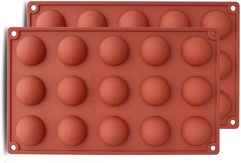 Topinon 15 Half Sphere Silicone Mould Tray for Cake Or Chocolate Ball Dome Shape (3.8 cm Diameter of Each Cavity, Multicolor) - Image 1