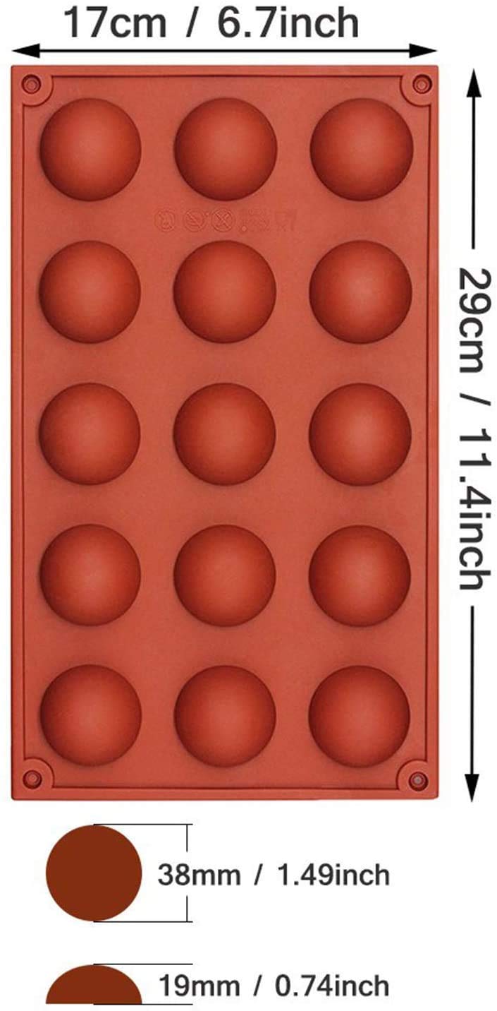 Topinon 15 Half Sphere Silicone Mould Tray for Cake Or Chocolate Ball Dome Shape (3.8 cm Diameter of Each Cavity, Multicolor) - Image 3