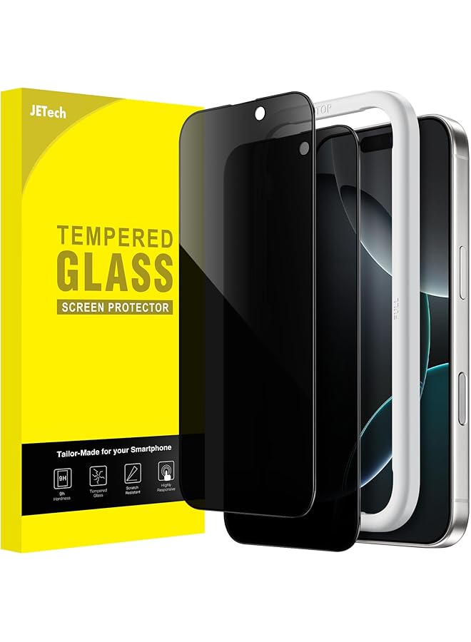 جي تيك واقي شاشة بتغطية كاملة للخصوصية لهاتف Iphone 16 Pro مقاس 6.3 بوصة بحافة سوداء من الزجاج المقوى المضاد للتجسس مع أداة تثبيت سهلة، عبوة من قطعتين - Image 1