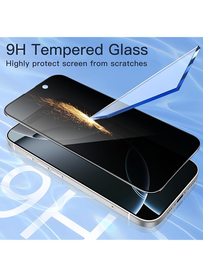 جي تيك واقي شاشة بتغطية كاملة للخصوصية لهاتف Iphone 16 Pro مقاس 6.3 بوصة بحافة سوداء من الزجاج المقوى المضاد للتجسس مع أداة تثبيت سهلة، عبوة من قطعتين - Image 5