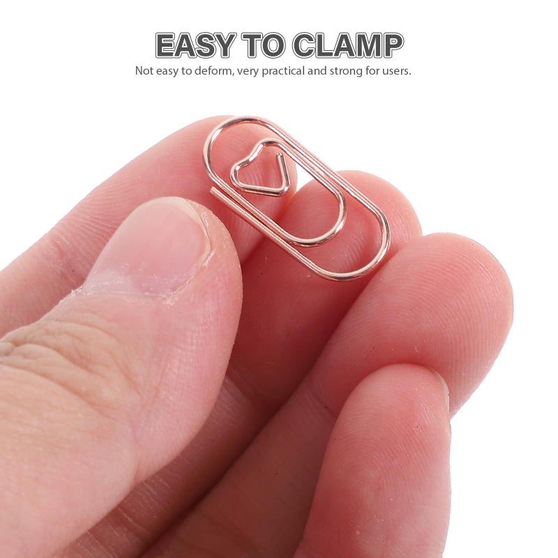 150 Pcs Small Rose Gold Heart Shaped Metal Paper Clips for Office School Filing Organization - Image 5
