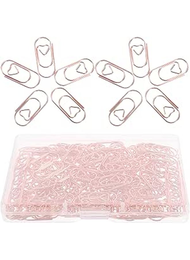 150 Pcs Small Rose Gold Heart Shaped Metal Paper Clips for Office School Filing Organization - Image 1