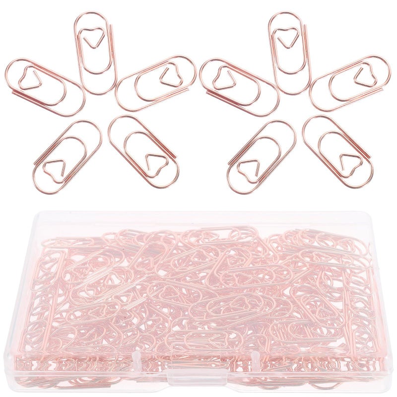 150 Pcs Small Rose Gold Heart Shaped Metal Paper Clips for Office School Filing Organization - Image 2
