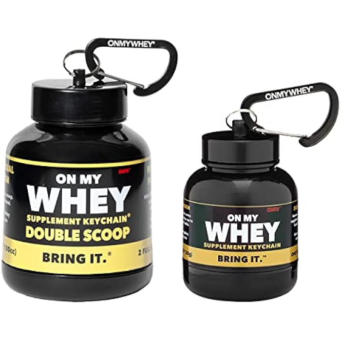 ONMYWHEY Protein Powder Container To Go - Travel Water Bottle Funnel For Mixes, Portable Pre Workout Supplement Containers & Dispenser Funnels, Mini Preworkout Supplements Holder Keychain Bottles - Image 1