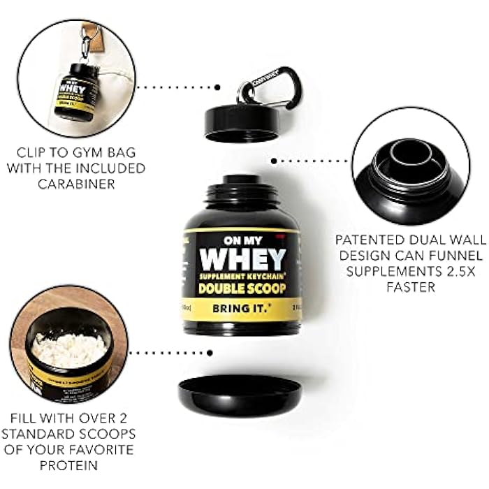ONMYWHEY Protein Powder Container To Go - Travel Water Bottle Funnel For Mixes, Portable Pre Workout Supplement Containers & Dispenser Funnels, Mini Preworkout Supplements Holder Keychain Bottles - Image 3
