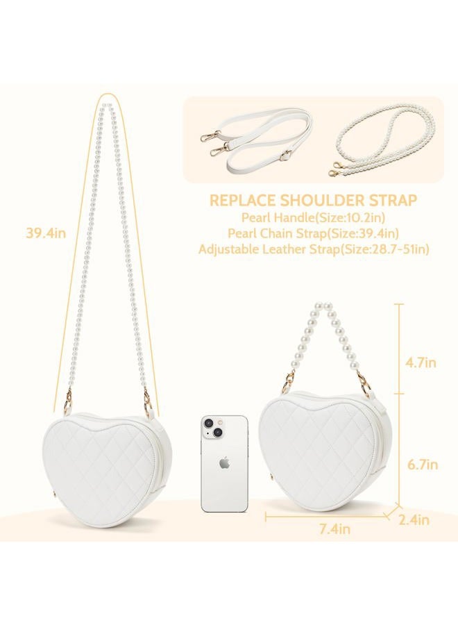 Noviko Heart Purse for Little Girls Crossbody Bag Toddler Purse Kids, White, Heart - Image 3