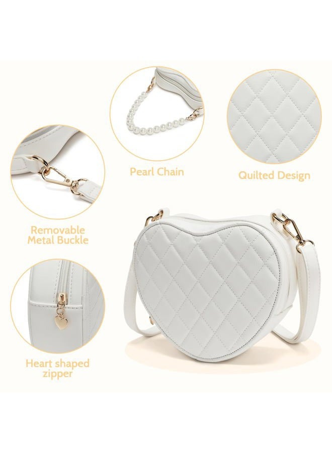 Noviko Heart Purse for Little Girls Crossbody Bag Toddler Purse Kids, White, Heart - Image 5