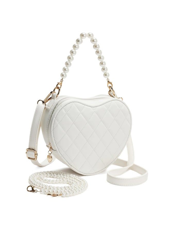 Noviko Heart Purse for Little Girls Crossbody Bag Toddler Purse Kids, White, Heart - Image 1