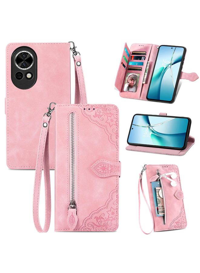 Zaboon Case For Huawei nova 13 Embossed Flower Zipper Leather Phone Case - Image 1