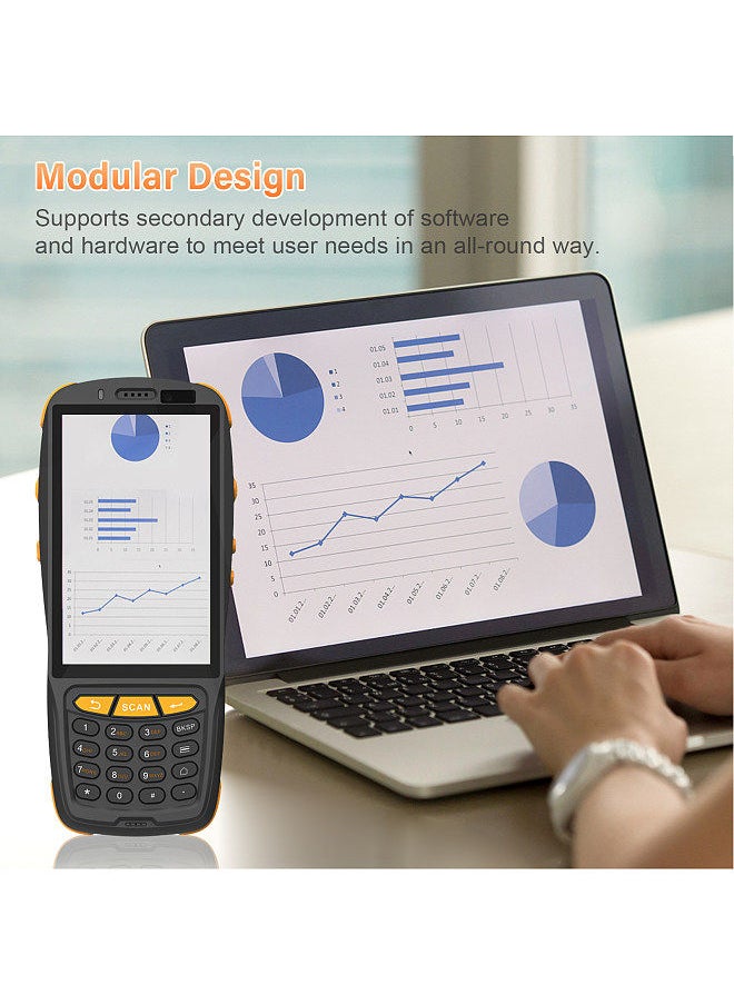 Generic Android 9.0 Barcode Scanner PDA Handheld POS Terminal Inventory Machine 1D/2D/QR Scanner with 4 Inch Touchscreen Support 2/3/3G WiFi BT Mobile Computer NFC Function  - Image 3