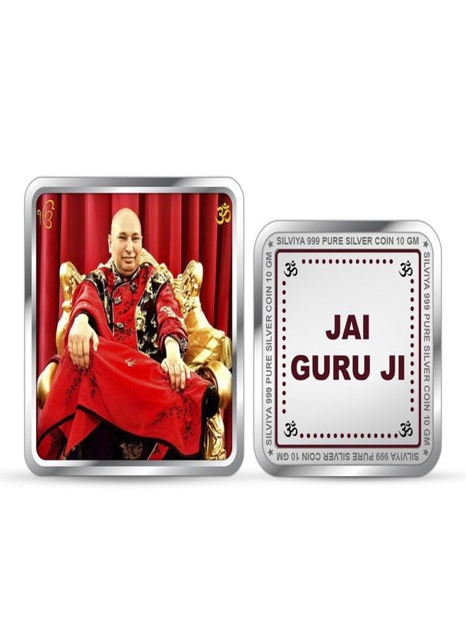 Silviya BIS Hallmarked 999 Pure Silver Guru Ji Bade Mandir Coin (10g) Square Shape - Spiritual Reminder - Temple Blessing - Unique Gift - With Certificate of Authenticity - Image 1